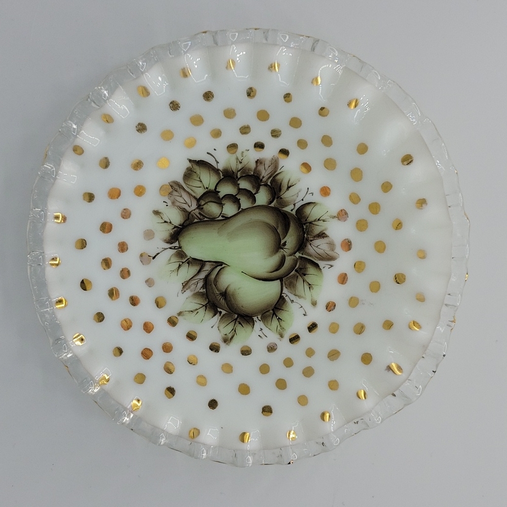 Vintage Fenton Silver Crest Charleton Fruit Dots Plate 6 1/2"